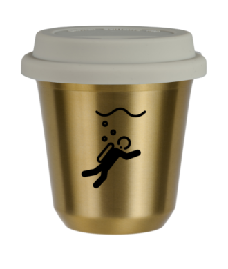 Tasse 80 ml OR "Plongée", avec couvercle blanc Tasse 80 ml OR "Plongée", avec couvercle blanc