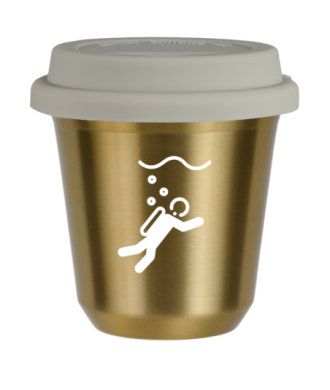 Tasse 80 ml OR "Plongée (blanc)", avec couvercle blanc Tasse 80 ml OR "Plongée (blanc)", avec couvercle blanc