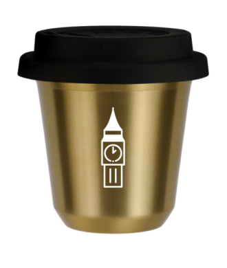 Tasse 80 ml OR "BIG BEN (blanc)", avec couvercle noir Tasse 80 ml OR "BIG BEN (blanc)", avec couvercle noir
