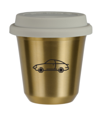 Tasse 80 ml OR "Voiture", avec couvercle blanc Tasse 80 ml OR "Voiture", avec couvercle blanc