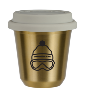 Tasse 80 ml OR "Casquette (noir)", avec couvercle blanc Tasse 80 ml OR "Casquette (noir)", avec couvercle blanc