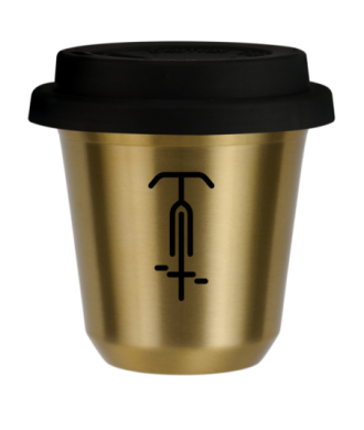 Tasse 80 ml OR "Cyclisme 1 (noir)", avec couvercle noir Tasse 80 ml OR "Cyclisme 1 (noir)", avec couvercle noir