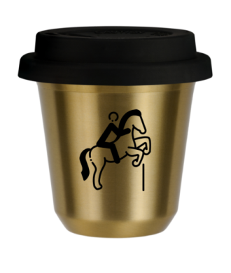 Tasse 80 ml OR "Équitation 1", avec couvercle noir Tasse 80 ml OR "Équitation 1", avec couvercle noir