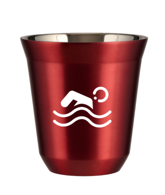 Tasse 80 ml ROUGE MÉTALLIQUE "Natation (blanc)" Tasse 80 ml ROUGE MÉTALLIQUE "Natation (blanc)"