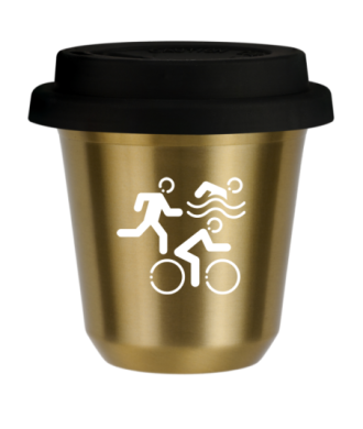 Tasse 80 ml OR "Sports (blanc)", avec couvercle noir Tasse 80 ml OR "Sports (blanc)", avec couvercle noir