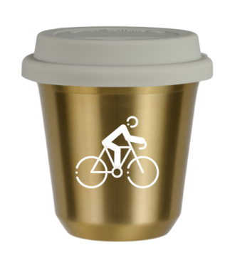 Tasse 80 ml OR "Cyclisme 3 (blanc)", avec couvercle blanc Tasse 80 ml OR "Cyclisme 3 (blanc)", avec couvercle blanc