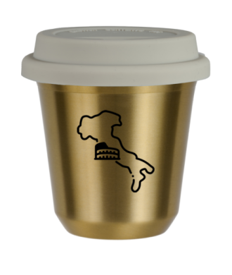 Tasse 80 ml OR "Italie", avec couvercle blanc Tasse 80 ml OR "Italie", avec couvercle blanc
