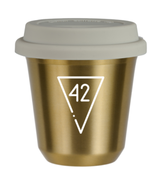 Tasse 80 ml OR "42 (blanc)", avec couvercle blanc Tasse 80 ml OR "42 (blanc)", avec couvercle blanc