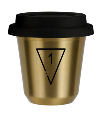 Tasse 80 ml OR "1", avec couvercle noir Tasse 80 ml OR "1", avec couvercle noir