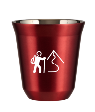 Tasse 80 ml ROUGE MÉTALLIQUE "Escalade 2 (blanc)" Tasse 80 ml ROUGE MÉTALLIQUE "Escalade 2 (blanc)"