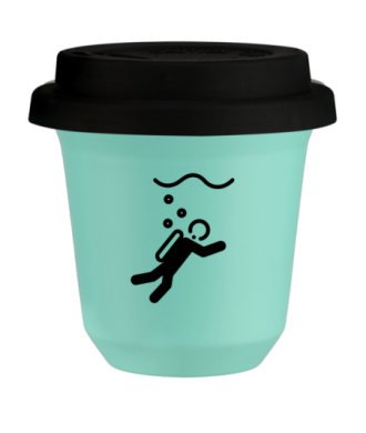 Tasse 80 ml TURQUOISE "Plongée (noir)", avec couvercle noir Tasse 80 ml TURQUOISE "Plongée (noir)", avec couvercle noir