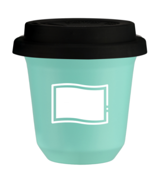 Tasse 80 ml TURQUOISE "Drapeau polonais (blanc)", avec couvercle noir Tasse 80 ml TURQUOISE "Drapeau polonais (blanc)", avec couvercle noir