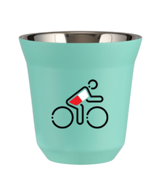 Tasse 80 ml TURQUOISE "Cycliste aux couleurs polonaises" Tasse 80 ml TURQUOISE "Cycliste aux couleurs polonaises"