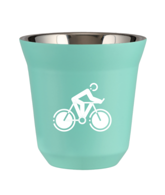 Tasse 80 ml TURQUOISE "Cyclisme 2 (blanc)" Tasse 80 ml TURQUOISE "Cyclisme 2 (blanc)"