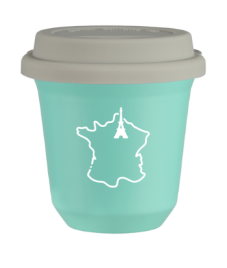 Tasse 80 ml TURQUOISE "France (blanc)", avec couvercle blanc Tasse 80 ml TURQUOISE "France (blanc)", avec couvercle blanc