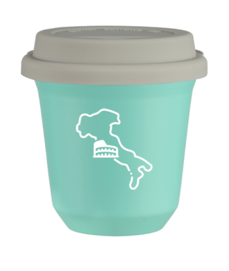 Tasse 80 ml TURQUOISE "Italie (blanc)", avec couvercle blanc Tasse 80 ml TURQUOISE "Italie (blanc)", avec couvercle blanc
