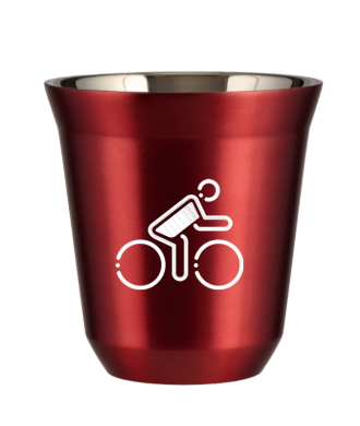 Tasse 80 ml ROUGE MÉTALLIQUE "Cycliste aux couleurs britanniques (blanc)" Tasse 80 ml ROUGE MÉTALLIQUE "Cycliste aux couleurs britanniques (blanc)"