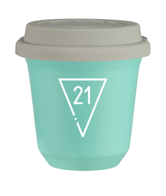 Tasse 80 ml TURQUOISE "21 (blanc)", avec couvercle blanc Tasse 80 ml TURQUOISE "21 (blanc)", avec couvercle blanc