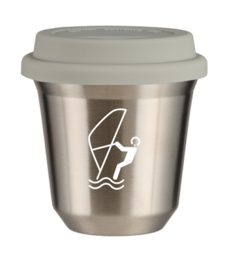 Tasse 80 ml ARGENT "Sports nautiques (blanc)", avec couvercle blanc Tasse 80 ml ARGENT "Sports nautiques (blanc)", avec couvercle blanc