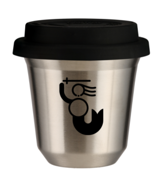 Tasse 80 ml ARGENT "WARSZAWSKA SYRENKA (noir)", avec couvercle noir Tasse 80 ml ARGENT "WARSZAWSKA SYRENKA (noir)", avec couvercle noir