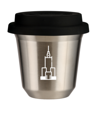 Tasse 80 ml ARGENT "Pałac kultury i nauki (blanc)", avec couvercle noir Tasse 80 ml ARGENT "Pałac kultury i nauki (blanc)", avec couvercle noir