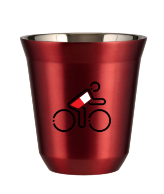 Tasse 80 ml ROUGE MÉTALLIQUE "Cycliste aux couleurs polonaises (noir)" Tasse 80 ml ROUGE MÉTALLIQUE "Cycliste aux couleurs polonaises (noir)"