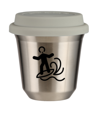 Tasse 80 ml ARGENT "Planche à voile", avec couvercle blanc Tasse 80 ml ARGENT "Planche à voile", avec couvercle blanc
