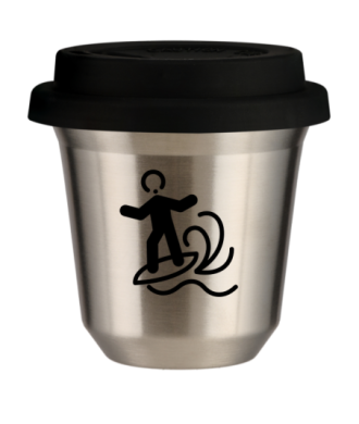 Tasse 80 ml ARGENT "Planche à voile (noir)", avec couvercle noir Tasse 80 ml ARGENT "Planche à voile (noir)", avec couvercle noir