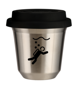 Tasse 80 ml ARGENT "Plongée", avec couvercle noir Tasse 80 ml ARGENT "Plongée", avec couvercle noir
