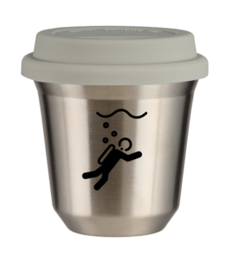 Tasse 80 ml ARGENT "Plongée (noir)", avec couvercle blanc Tasse 80 ml ARGENT "Plongée (noir)", avec couvercle blanc