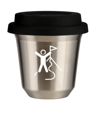 Tasse 80 ml ARGENT "Escalade 1 (blanc)", avec couvercle noir Tasse 80 ml ARGENT "Escalade 1 (blanc)", avec couvercle noir