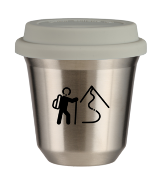Tasse 80 ml ARGENT "Escalade 2", avec couvercle blanc Tasse 80 ml ARGENT "Escalade 2", avec couvercle blanc
