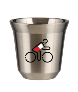 Tasse 80 ml ARGENT "Cycliste aux couleurs polonaises (noir)" Tasse 80 ml ARGENT "Cycliste aux couleurs polonaises (noir)"