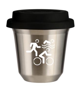Tasse 80 ml ARGENT "Sports (blanc)", avec couvercle noir Tasse 80 ml ARGENT "Sports (blanc)", avec couvercle noir