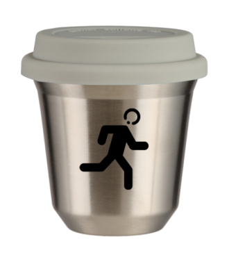 Tasse 80 ml ARGENT "Coureur", avec couvercle blanc Tasse 80 ml ARGENT "Coureur", avec couvercle blanc