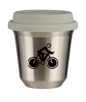 Tasse 80 ml ARGENT "Cyclisme 2", avec couvercle blanc Tasse 80 ml ARGENT "Cyclisme 2", avec couvercle blanc
