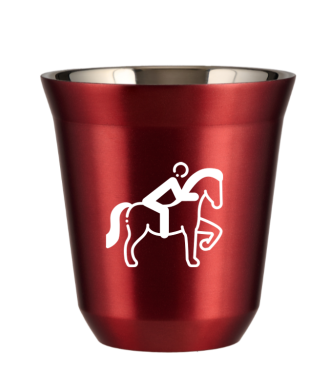 Tasse 80 ml ROUGE MÉTALLIQUE "Équitation 2 (blanc)" Tasse 80 ml ROUGE MÉTALLIQUE "Équitation 2 (blanc)"