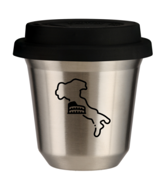 Tasse 80 ml ARGENT "Italie (noir)", avec couvercle noir Tasse 80 ml ARGENT "Italie (noir)", avec couvercle noir
