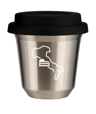 Tasse 80 ml ARGENT "Italie (blanc)", avec couvercle noir Tasse 80 ml ARGENT "Italie (blanc)", avec couvercle noir