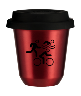 Tasse 80 ml ROUGE MÉTALLIQUE "Sports", avec couvercle noir Tasse 80 ml ROUGE MÉTALLIQUE "Sports", avec couvercle noir