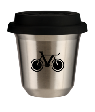 Tasse 80 ml ARGENT "Vélo 1 (noir)", avec couvercle noir Tasse 80 ml ARGENT "Vélo 1 (noir)", avec couvercle noir
