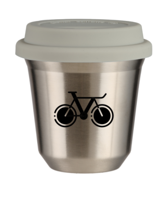 Tasse 80 ml ARGENT "Vélo 1 (noir)", avec couvercle blanc Tasse 80 ml ARGENT "Vélo 1 (noir)", avec couvercle blanc