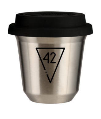 Tasse 80 ml ARGENT "42", avec couvercle noir Tasse 80 ml ARGENT "42", avec couvercle noir