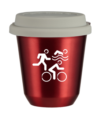 Tasse 80 ml ROUGE MÉTALLIQUE "Sports (blanc)", avec couvercle blanc Tasse 80 ml ROUGE MÉTALLIQUE "Sports (blanc)", avec couvercle blanc
