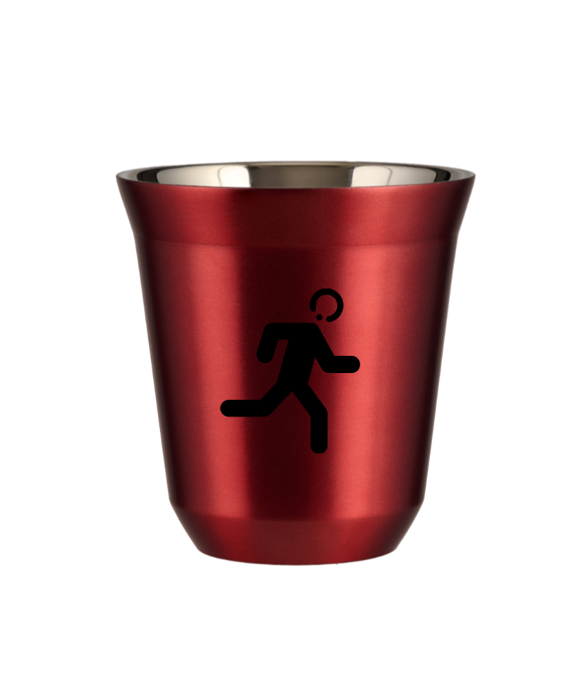 Tasse 80 ml ROUGE MÉTALLIQUE "Coureur (noir)"