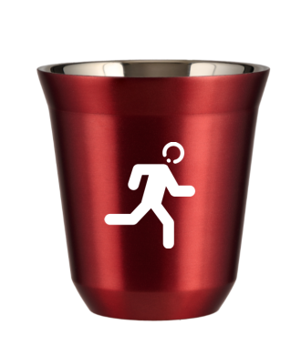 Tasse 80 ml ROUGE MÉTALLIQUE "Coureur (blanc)" Tasse 80 ml ROUGE MÉTALLIQUE "Coureur (blanc)"