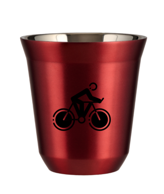 Tasse 80 ml ROUGE MÉTALLIQUE "Cyclisme 2" Tasse 80 ml ROUGE MÉTALLIQUE "Cyclisme 2"