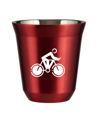 Tasse 80 ml ROUGE MÉTALLIQUE "Cyclisme 2 (blanc)" Tasse 80 ml ROUGE MÉTALLIQUE "Cyclisme 2 (blanc)"
