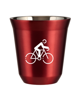 Tasse 80 ml ROUGE MÉTALLIQUE "Cyclisme 3 (blanc)" Tasse 80 ml ROUGE MÉTALLIQUE "Cyclisme 3 (blanc)"