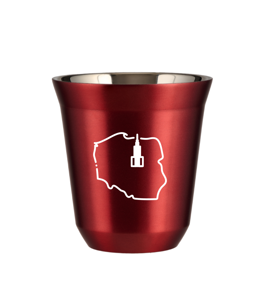Tasse 80 ml ROUGE MÉTALLIQUE "Pologne (blanc)"